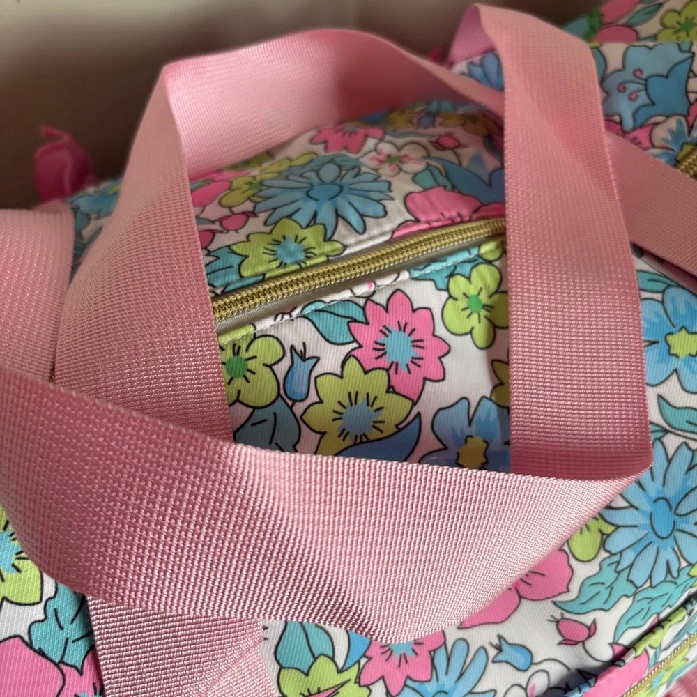Blue Green Floral‎ Ruffle Duffel Bag Travel Carry On Weekender 18x10 Boutique